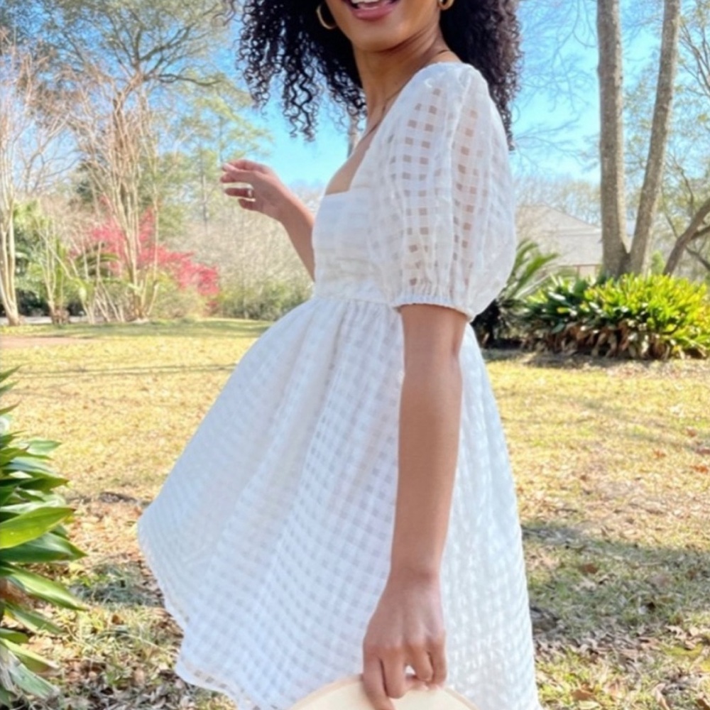 Show Me Your MuMu Smitten White Babydoll Dress